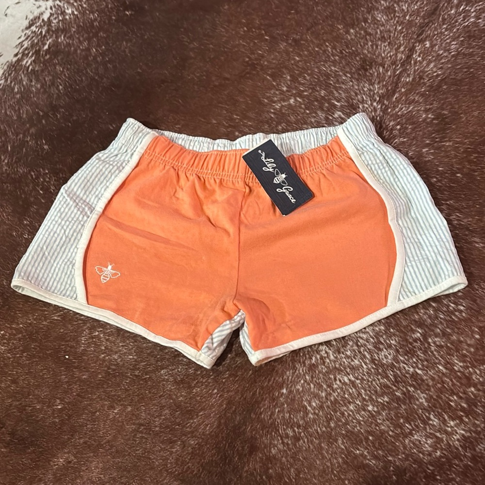 Lily Grace Medium coral and light blue seersucker shorts. New with tags!